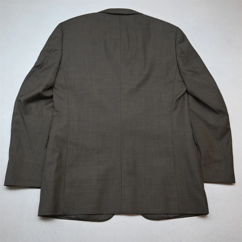 Vty Y2K 2000s Boxy 38R 32x30 Brown Sharkskin 100% Wool Mens Jacket Pants Suit